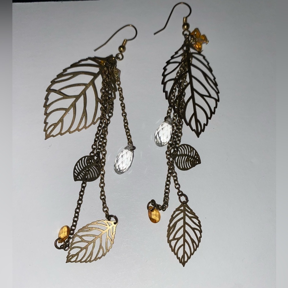 Leaf Necklace, Set of 2 Gold Leaf Earring Sets | Nature-Inspired Jewelry Bundle